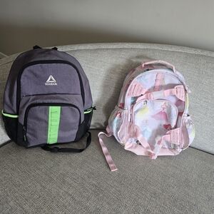 Pottery Barn Gray and Pink Kids Backpack Set